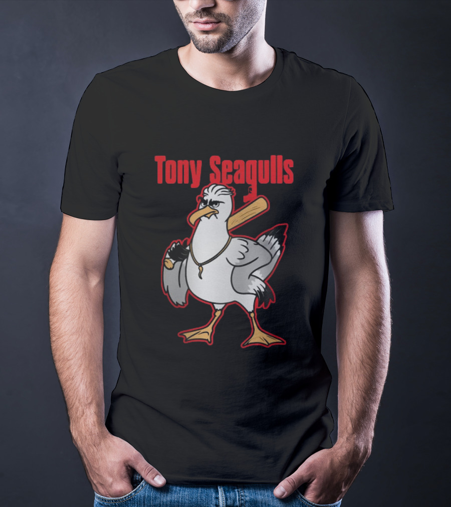 Tony Seagulls Section 10 Bird Character With Baseball Bat T-Shirt
