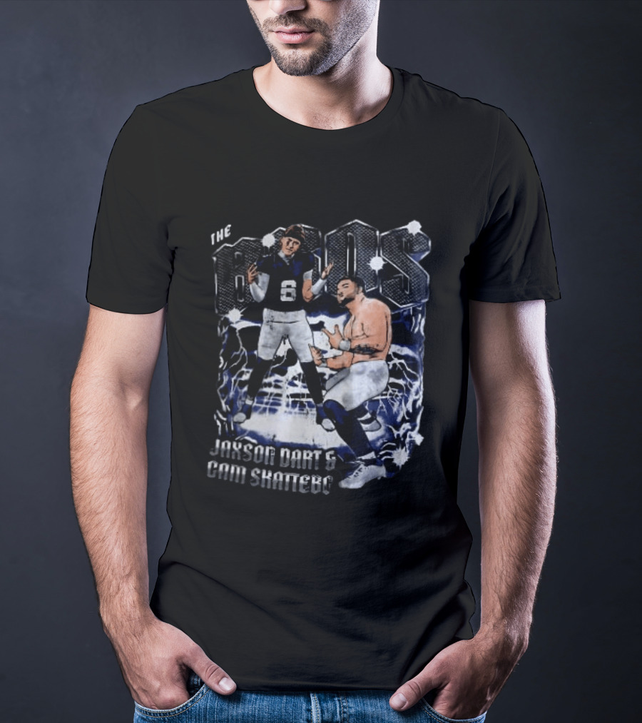 The Bros Jaxson Dart Cam Skattebo New York Giants Football Lightning T-Shirt