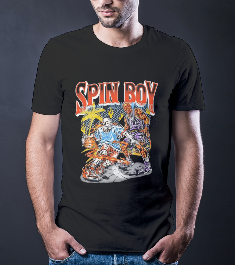 Nomouth Spin Boy Flaming Basketball Streetwear T-Shirt