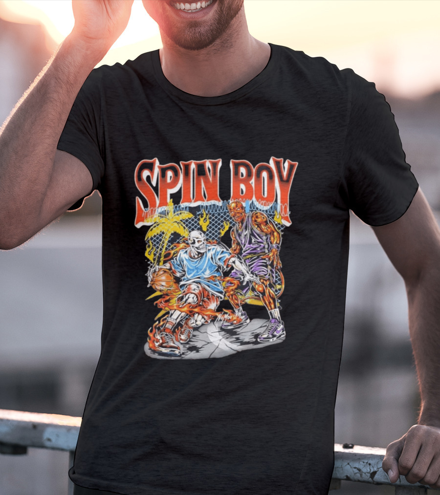 Nomouth Spin Boy Flaming Basketball Streetwear T-Shirt