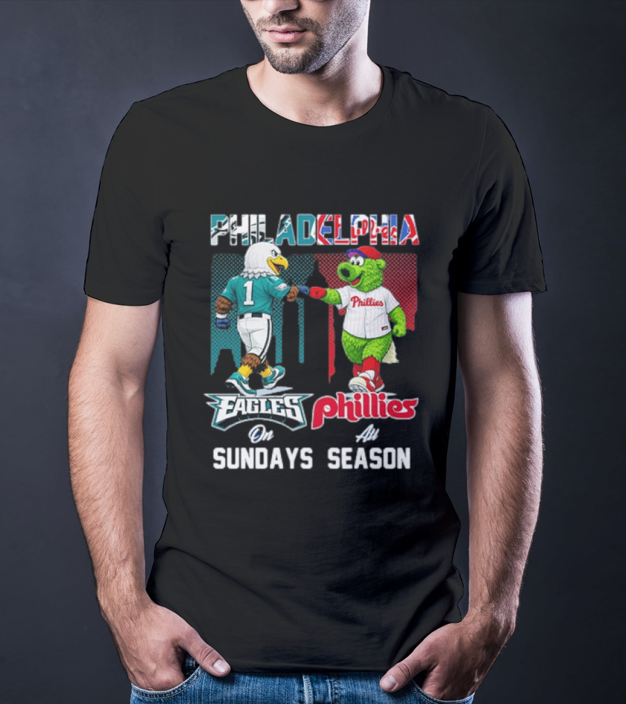 Philadelphia Eagles Phillies Fist Bump Sundays At Season T-Shirt