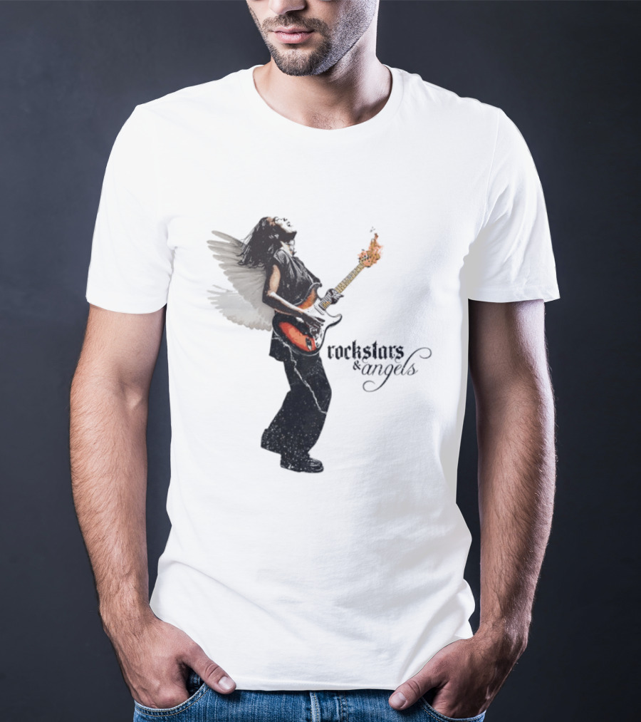 Angel Guitarist With Fiery Rockstars And Angels T-Shirt
