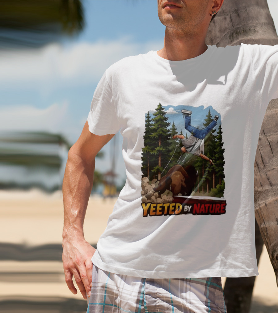 Bison Tossing Tourist Adventure Yeeted By Nature Comedy T-Shirt