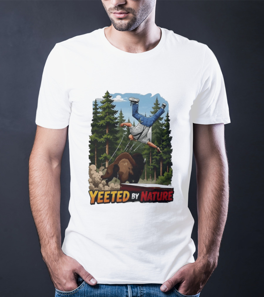 Bison Tossing Tourist Adventure Yeeted By Nature Comedy T-Shirt
