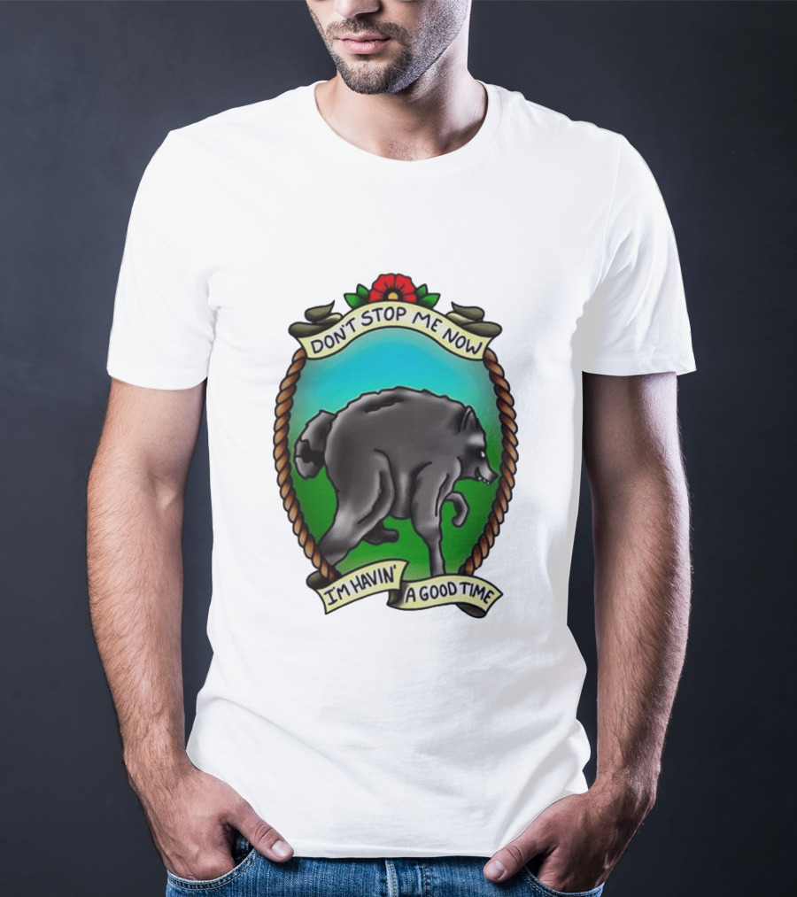 Dancing Wolf Don't Stop Me Now I'm Havin' A Good Time T-Shirt