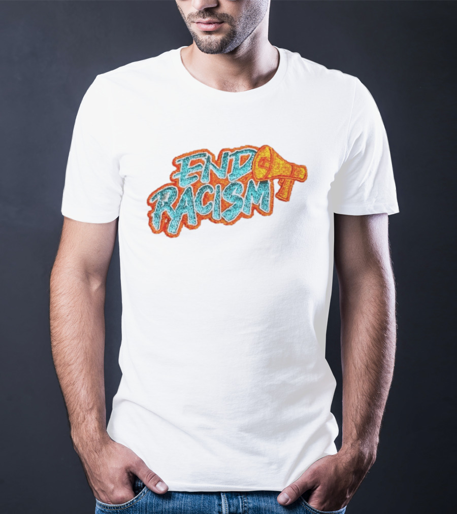 End Racism Embroidered Iron On Patch With Megaphone Applique T-Shirt