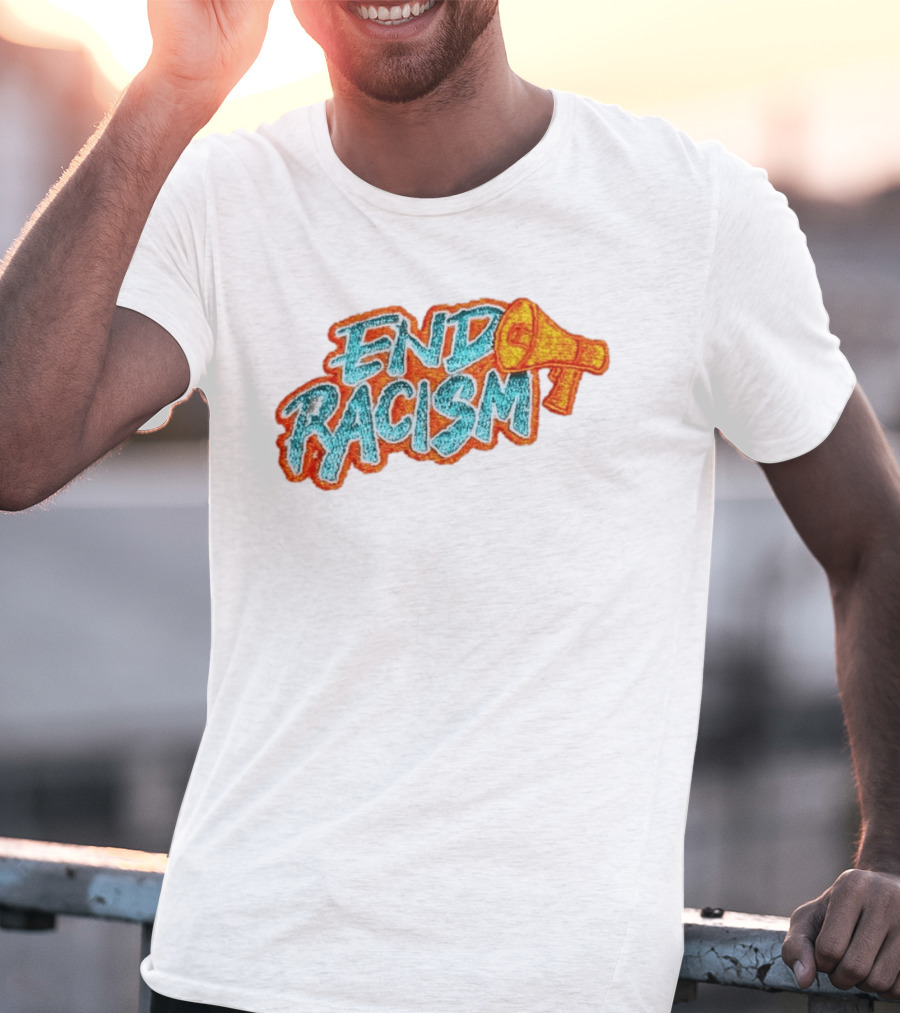 End Racism Embroidered Iron On Patch With Megaphone Applique T-Shirt
