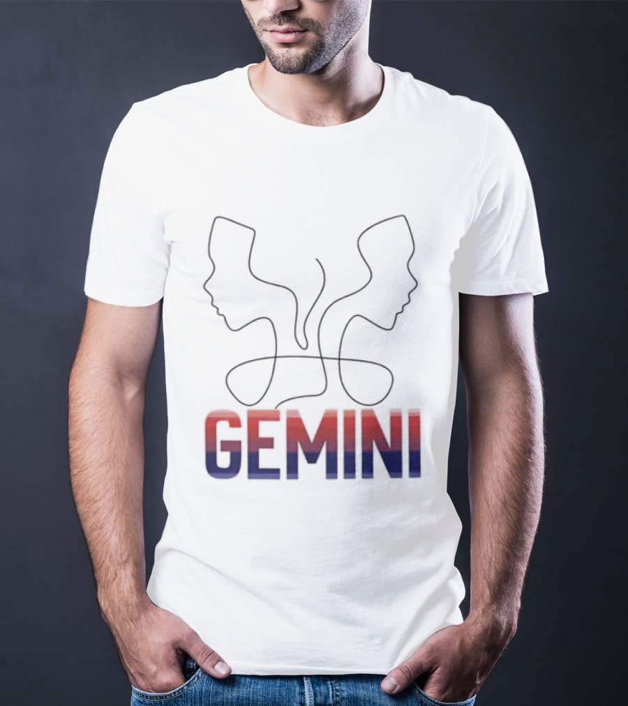 Gemini Zodiac Rainbow Outline LGBTQ Pride T-Shirt