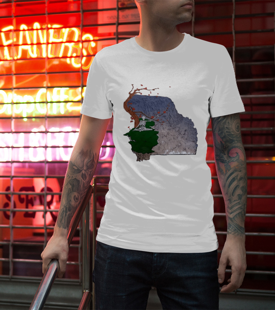 Grateful Dead Skeleton Meditating Under Flowering Tree T-Shirt