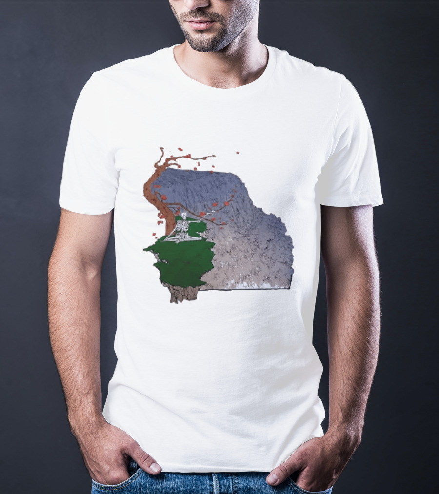 Grateful Dead Skeleton Meditating Under Flowering Tree T-Shirt