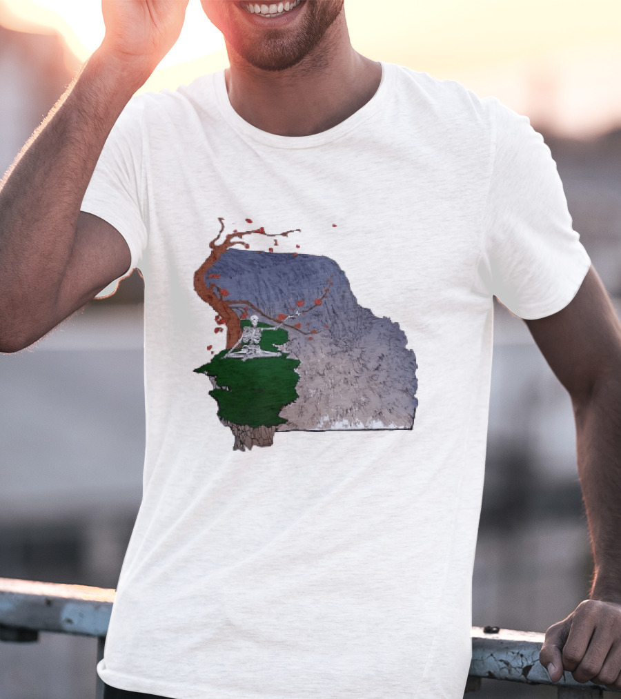 Grateful Dead Skeleton Meditating Under Flowering Tree T-Shirt