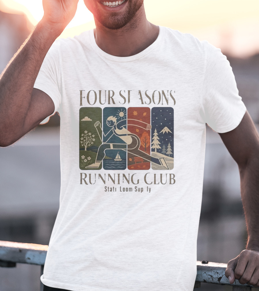 Staticloom Supply Four Seasons Running Club Vintage Seasonal Outdoor Jogging T-Shirt