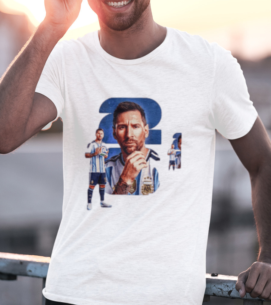 Lionel Messi Argentina Jersey 2023 FIFA World Cup Champion Collage T-Shirt