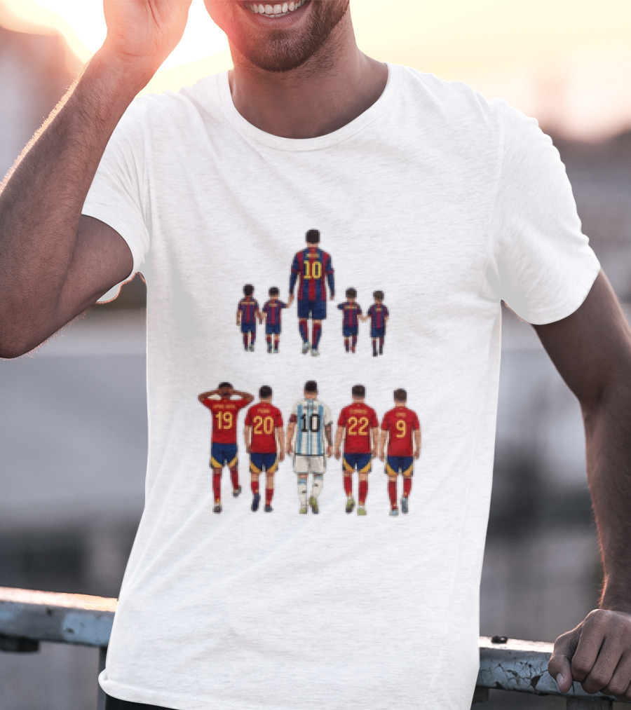 Lionel Messi With Lamine Yamal Pedri Gavi Football Legends T-Shirt