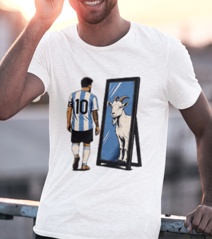 Messi Argentina 10 Reflecting GOAT Mirror Soccer T-Shirt