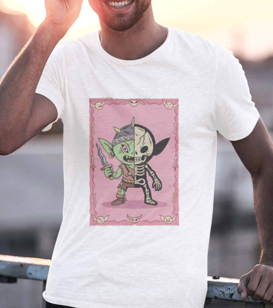 X Ray Goblin Skeleton Fantasy Creature With Dagger T-Shirt