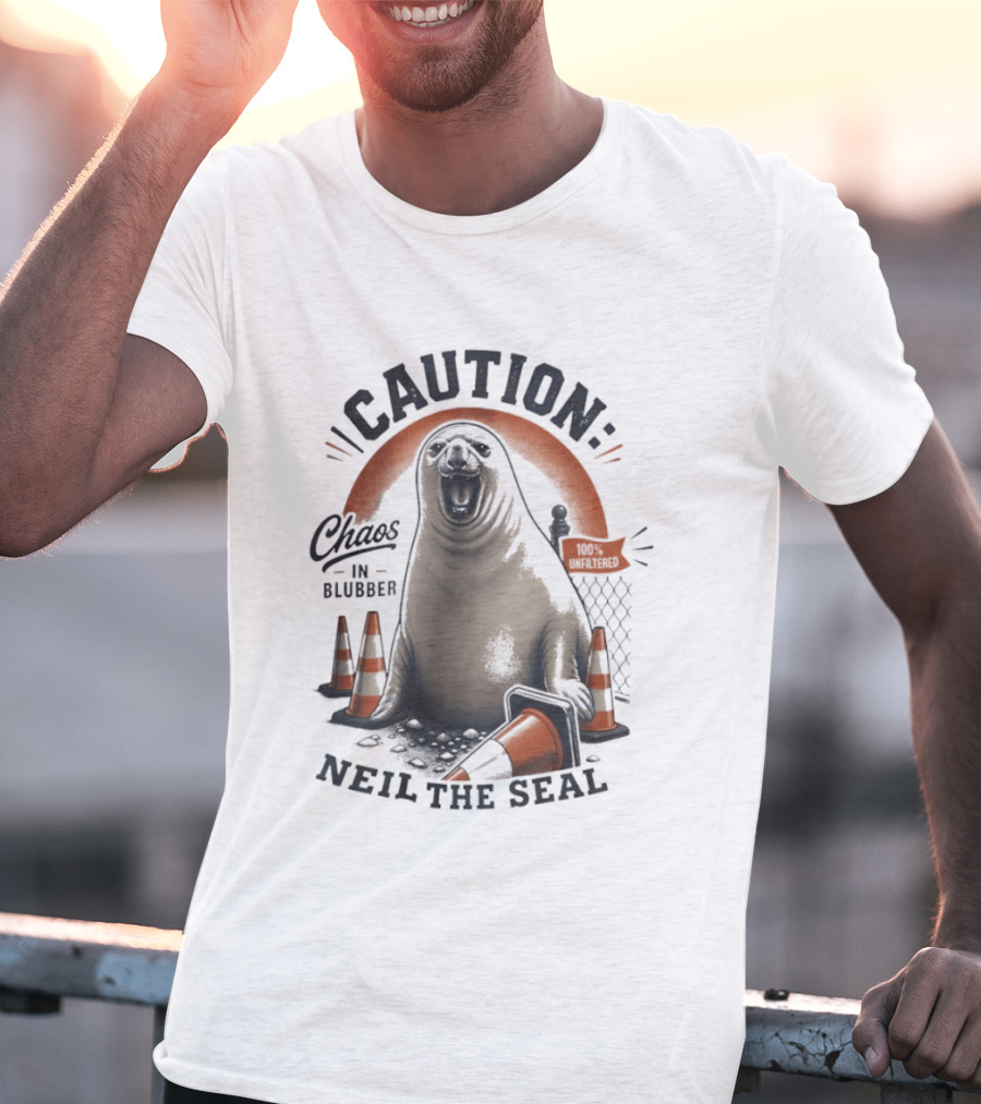 Caution Neil The Seal Chaos In Blubber With Traffic Cones T-Shirt