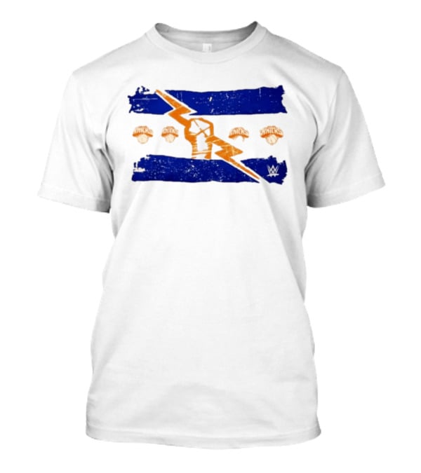 New York Knicks WWE Best In The World Distressed Blue Lightning Bolt Knicks Basketball T-Shirt