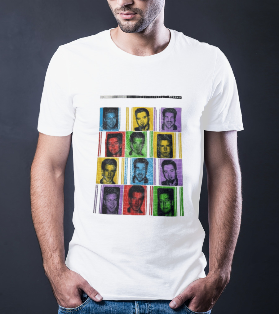 NSYNC Justin Timberlake JC Chasez Joey Fatone Lance Bass Chris Kirkpatrick Vibrant Portrait Grid Stereo Bars T-Shirt