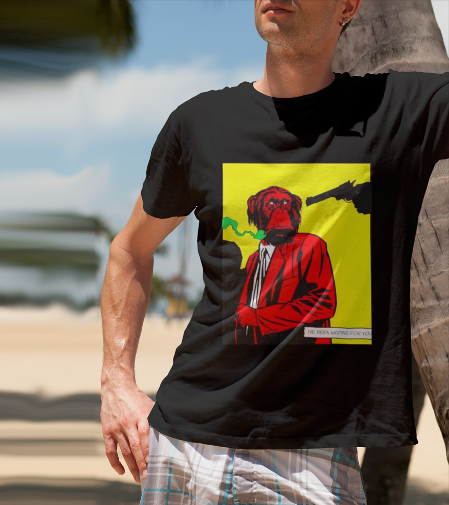 Chimpanzee Hitman Smoking Scene I've Been Waiting For You T-Shirt