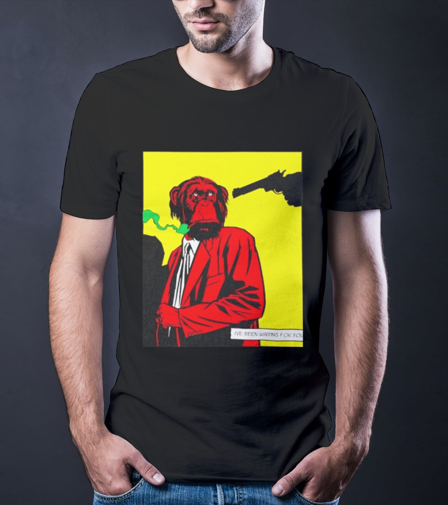 Chimpanzee Hitman Smoking Scene I've Been Waiting For You T-Shirt