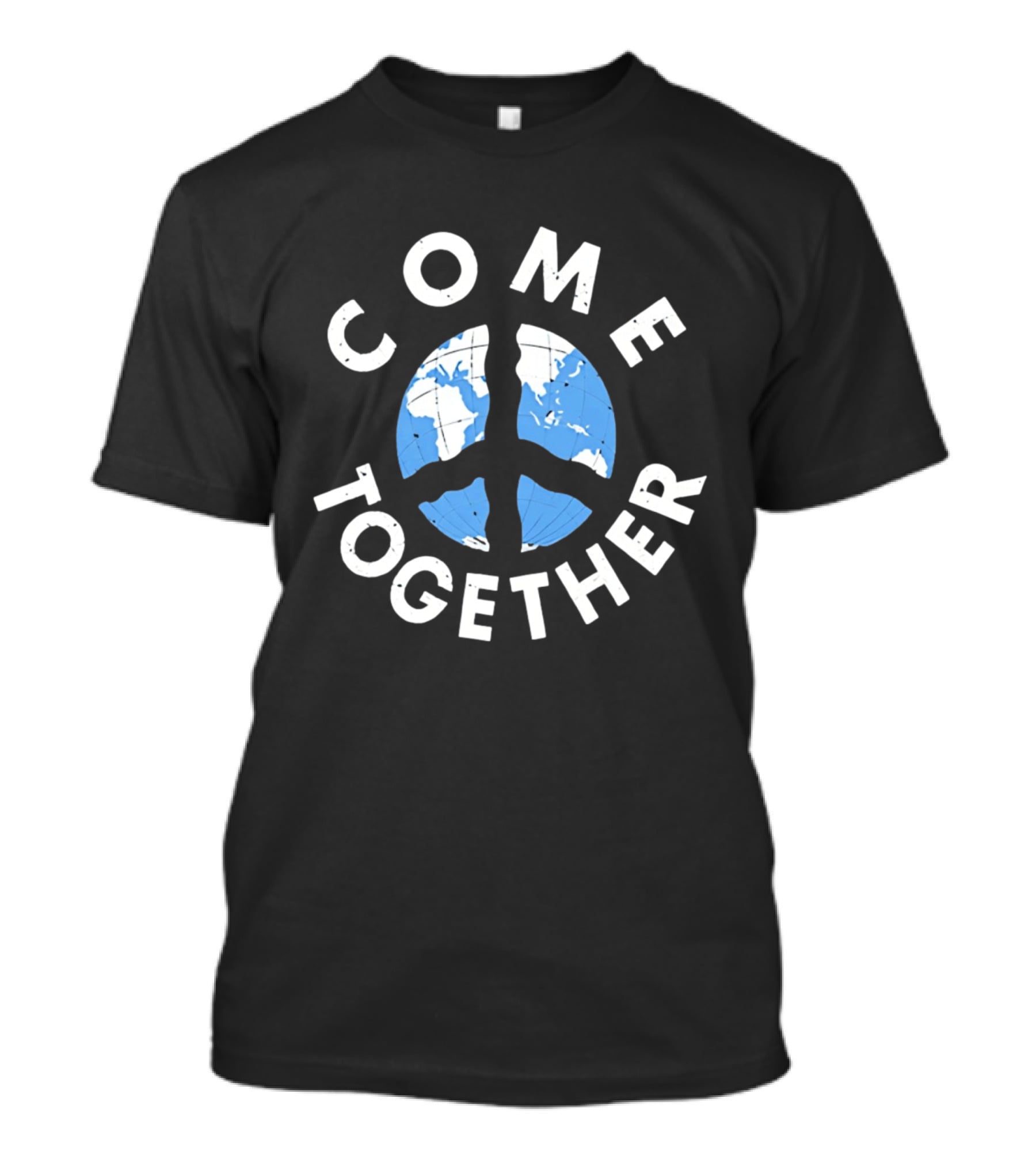 Come Together World Peace Sign Earth Map T-Shirt