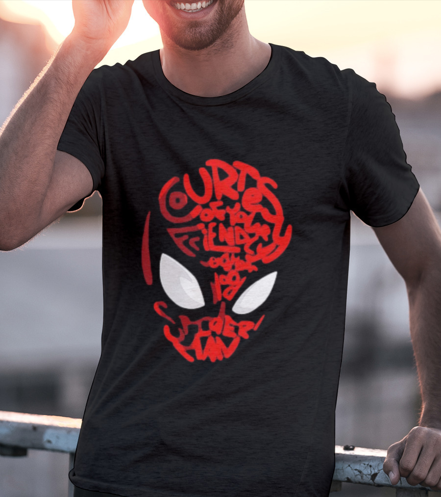 Courtesy Of Your Friendly Neighborhood Spider Man Face T-Shirt