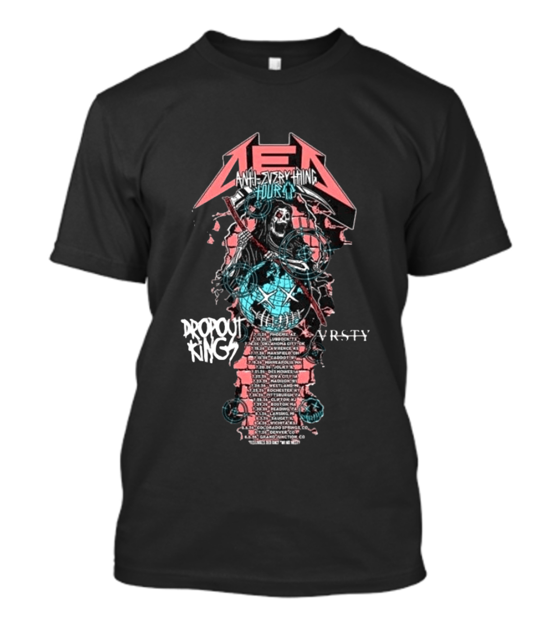 DED Anti Everything Tour 2026 US Cities List With Dropout Kings VRSY July August Phoenix To Grand Junction T-Shirt
