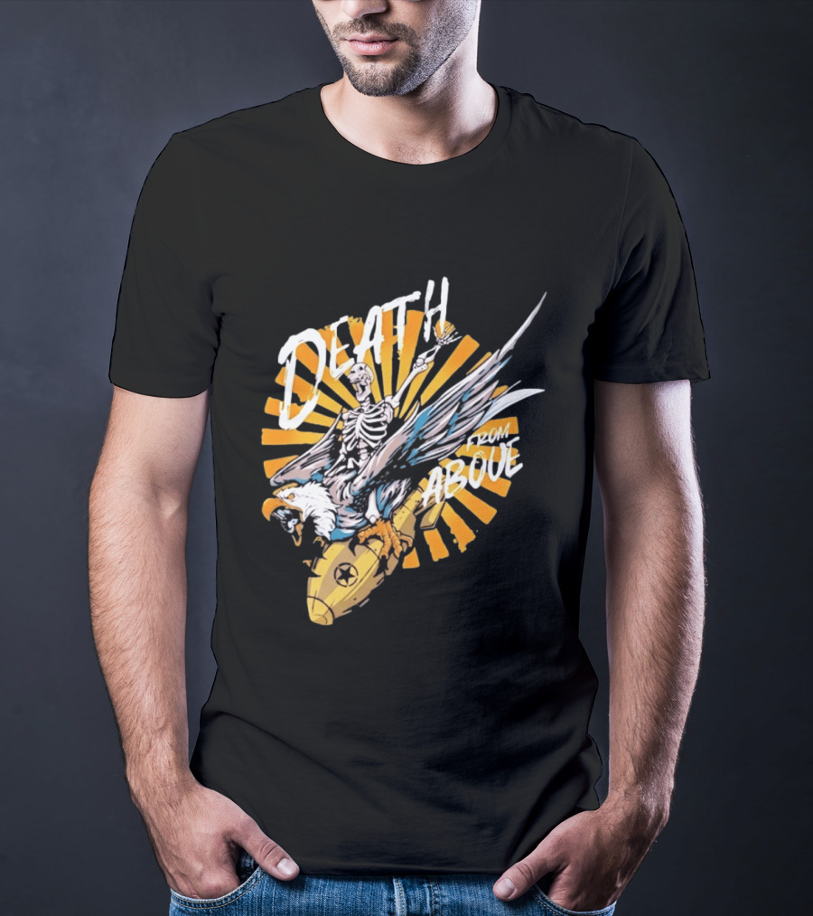 Skeleton Eagle Riding Bomb Death From Above T-Shirt