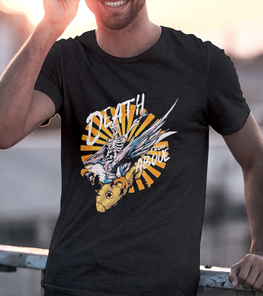 Skeleton Eagle Riding Bomb Death From Above T-Shirt