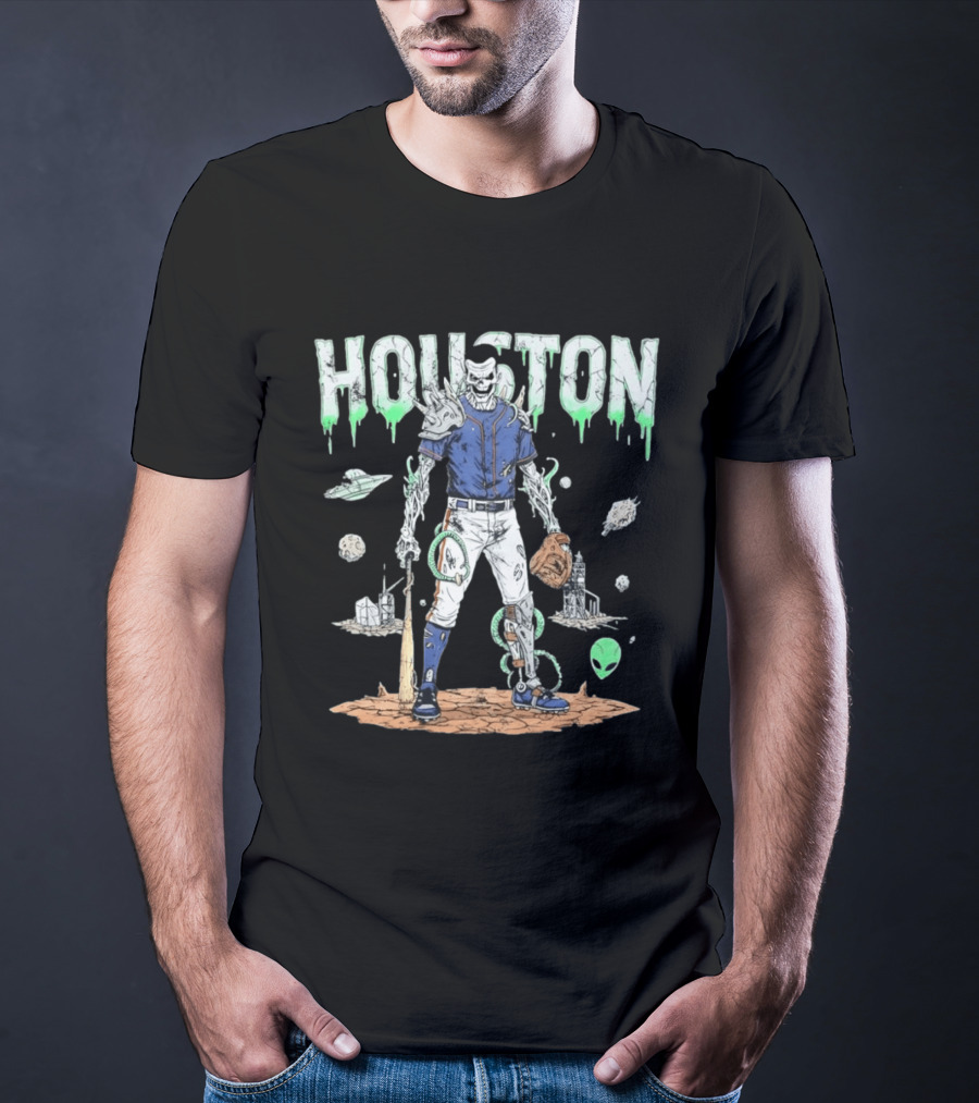 Houston Astros Space Zombie Baseball Player Alien T-Shirt