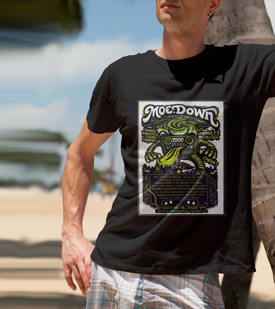 Moe Down Festival July 16 18 2026 Featuring Umphrey's McGee Cabinet Daniel Donato At Westend Fairgrounds Gilbert PA T-Shirt