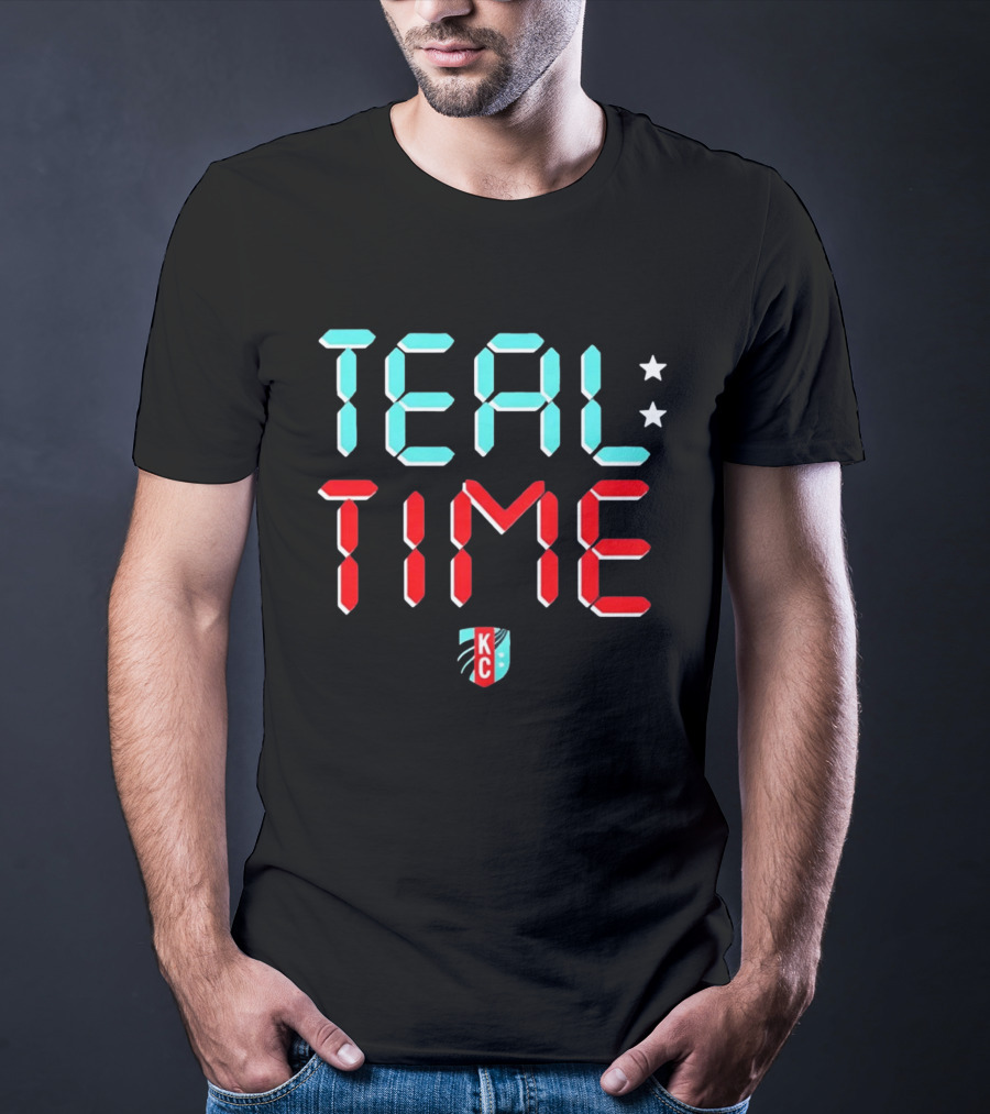Teal Time KC Current Stars Digital Display Football Team T-Shirt