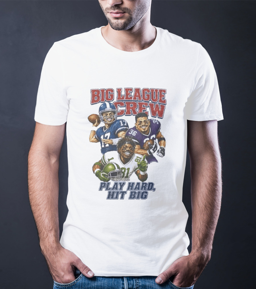 Big League Crew #17 Rocket #36 Bruiser #81 Flash Play Hard Hit Big Football Players T-Shirt