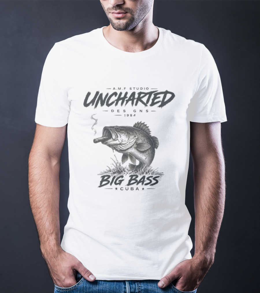 A.M.P Studio Uncharted 1994 Big Bass Cuba Smoking Fish T-Shirt