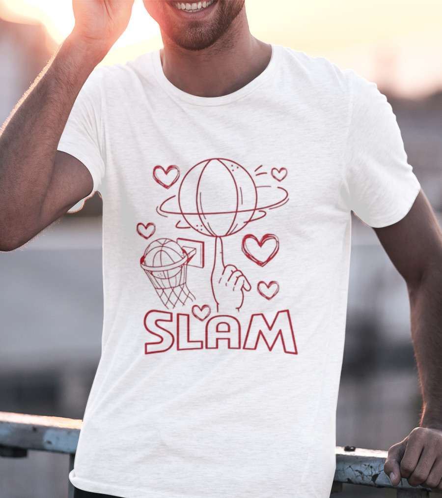 Slam Dunk Basketball With Hearts And Hoop T-Shirt