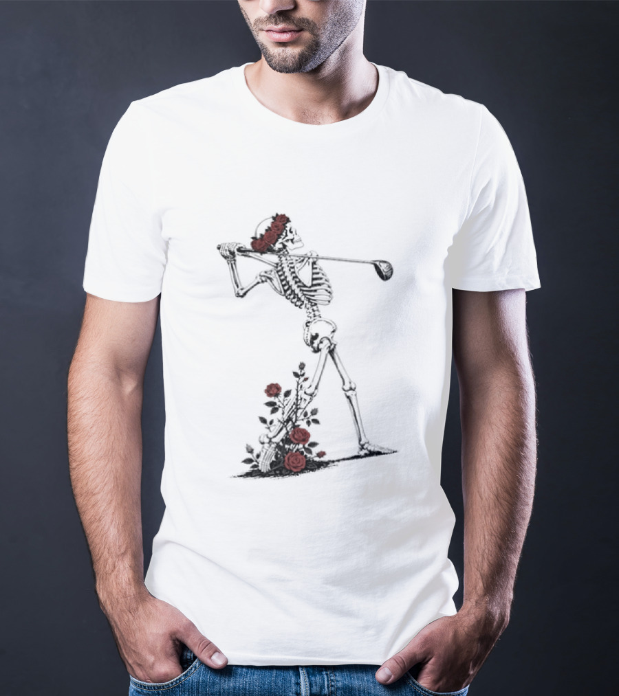 Grateful Dead Skeleton Golfer With Roses And Golf Club T-Shirt