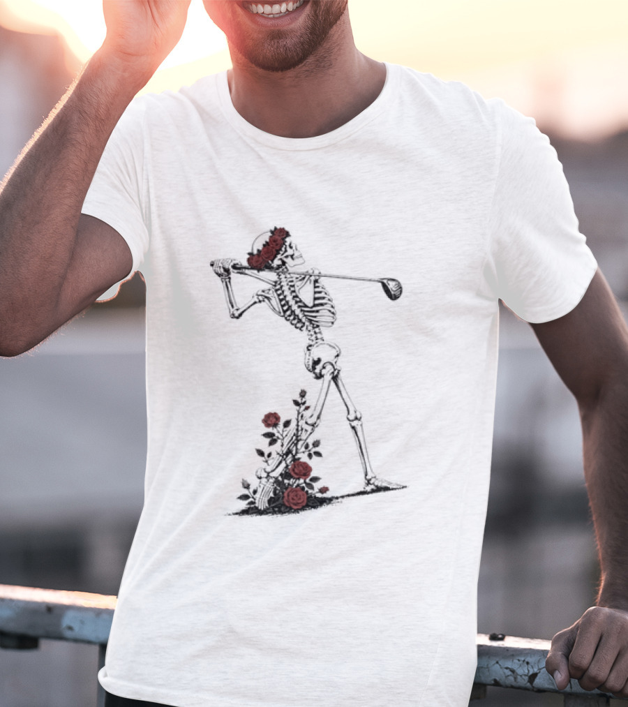 Grateful Dead Skeleton Golfer With Roses And Golf Club T-Shirt