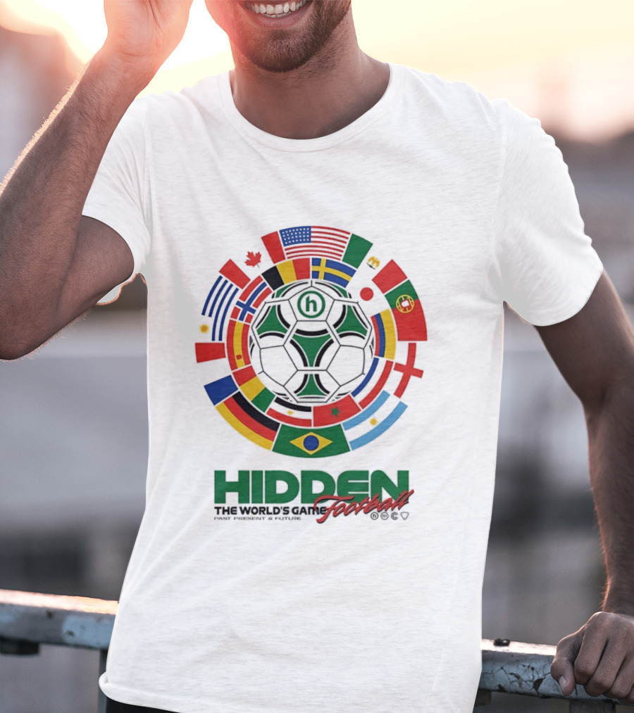 Hidden The World's Game Football Multinational Flags Circle Soccer Ball T-Shirt
