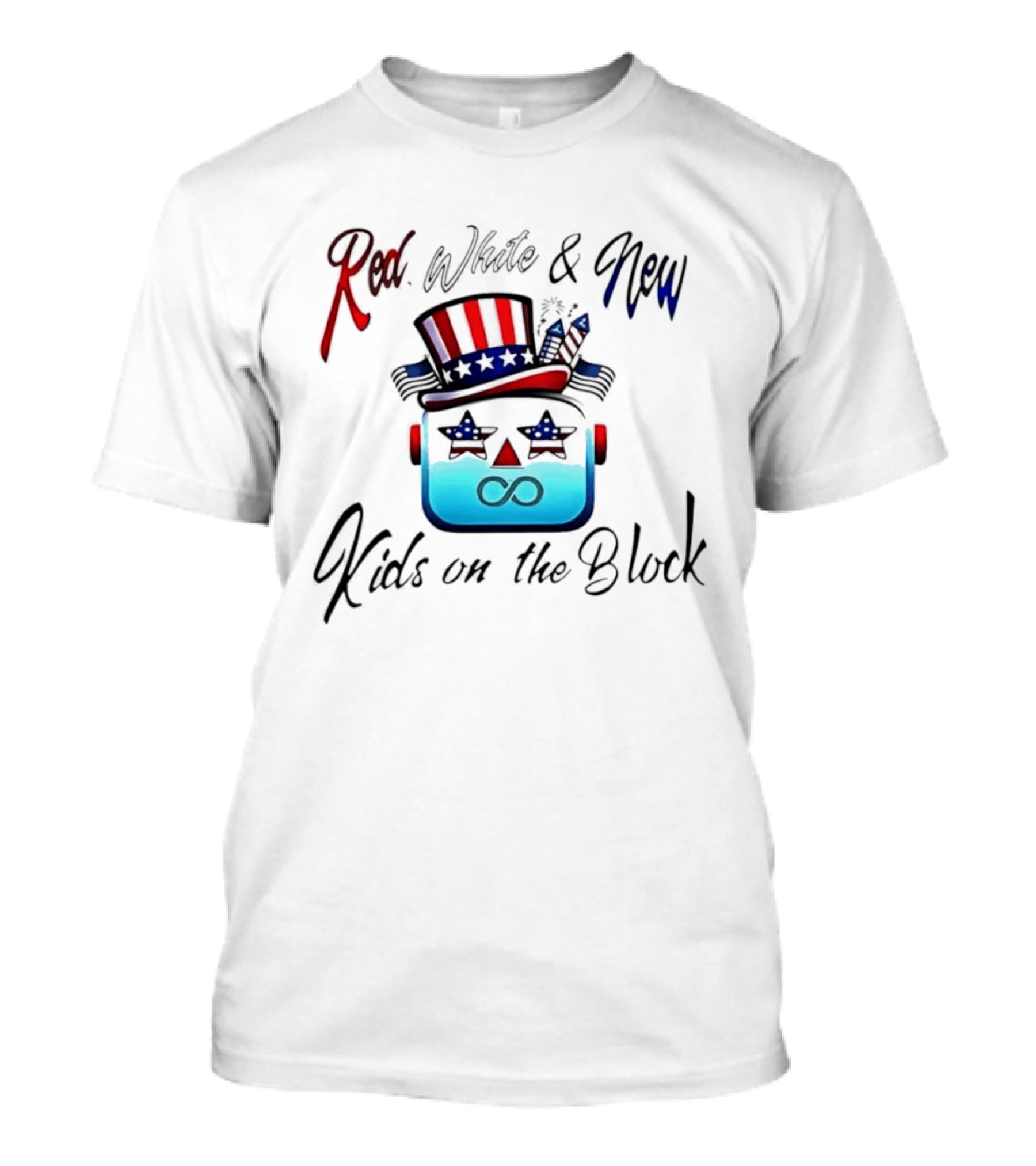 Red White And New Kids On The Block Patriotic Robot Fourth Of July T-Shirt
