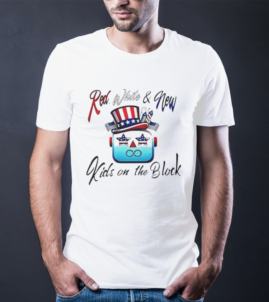 Red White And New Kids On The Block Patriotic Robot Fourth Of July T-Shirt