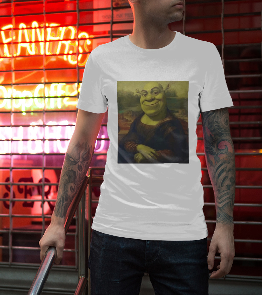 Shrek Mona Lisa Crossover Painting T-Shirt
