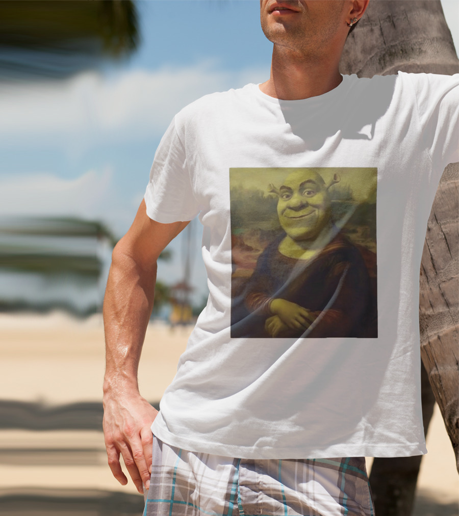 Shrek Mona Lisa Crossover Painting T-Shirt