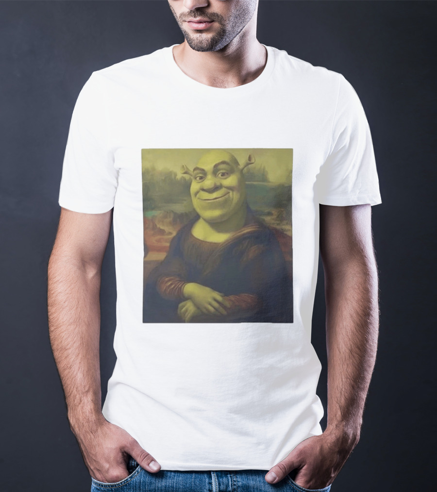 Shrek Mona Lisa Crossover Painting T-Shirt