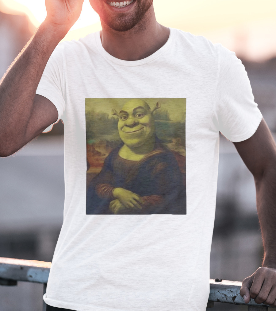 Shrek Mona Lisa Crossover Painting T-Shirt