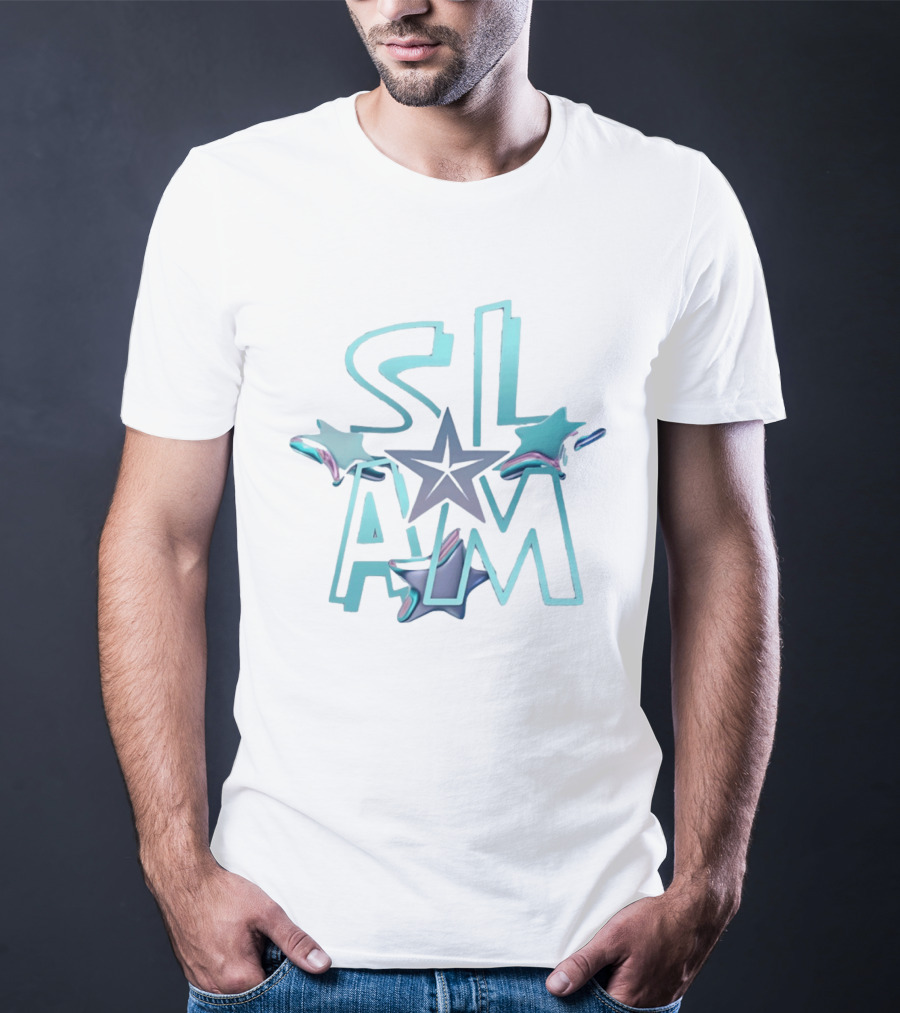 Slam Holographic Star Aqua And Purple Accents T-Shirt
