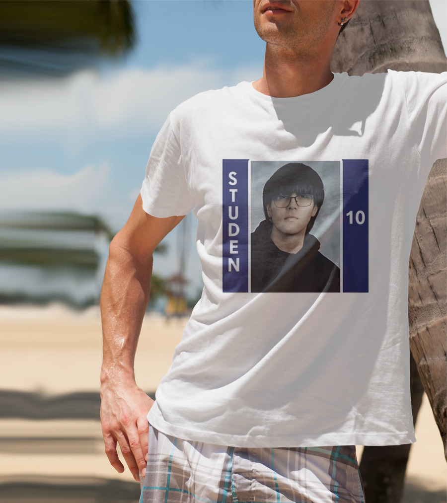 STUDEN 10 Blue And White Framed T-Shirt