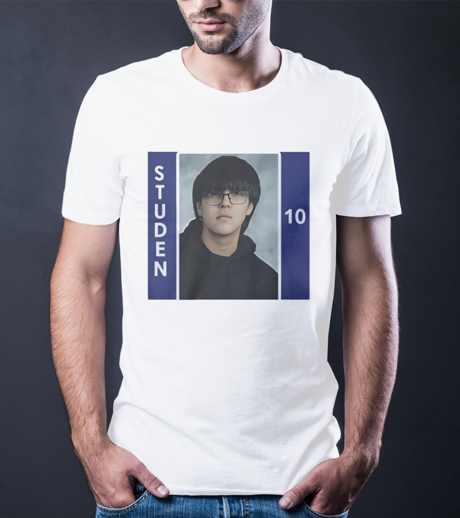 STUDEN 10 Blue And White Framed T-Shirt