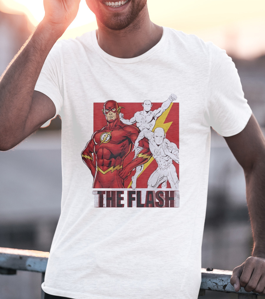 The Flash Scarlet Speedster DC Comics Lightning Bolt Heroic Pose T-Shirt