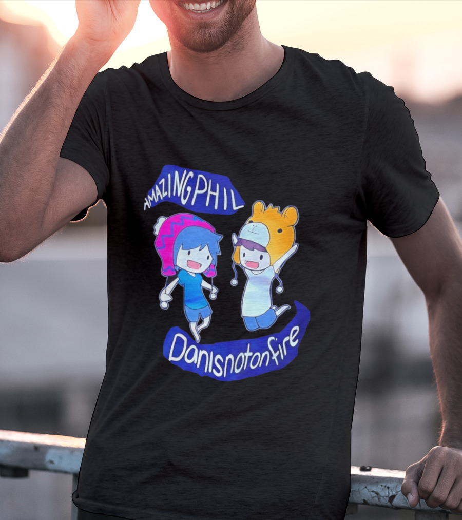 Amazing Phil Danisnotonfire Cartoon Characters Jumping T-Shirt